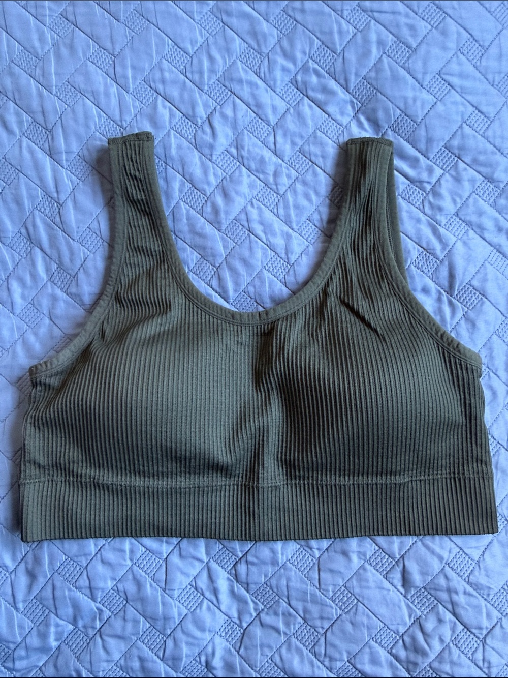 Torrid Ribbed Scoop Neck Bralette/Sports Bra Olive Green Size 1